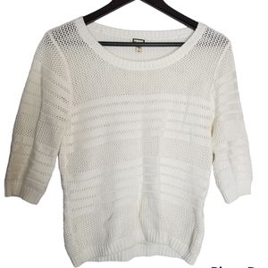 Mo:Vint Ivory White Knitted Shirtsleeves Sweater Small Anthropologie